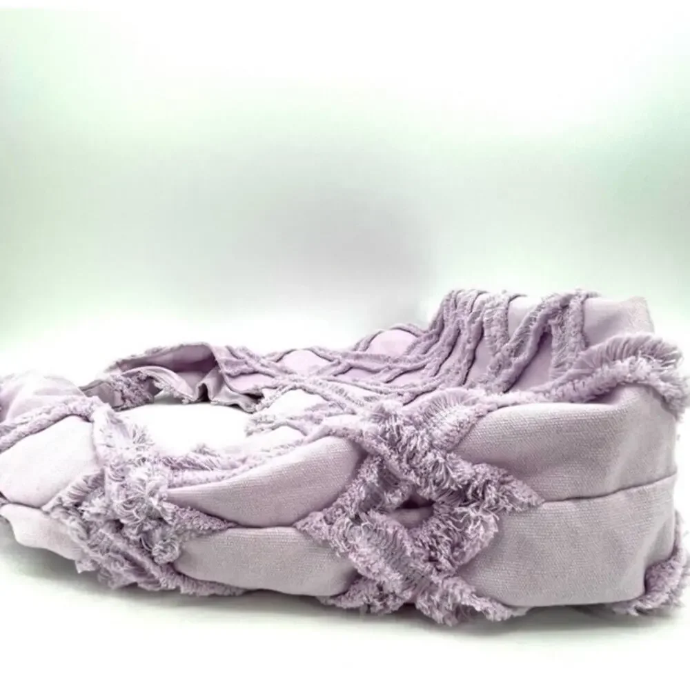 Urban Expressions Lavender Barbuda Cotton Fringe Hobo Bag NWOT